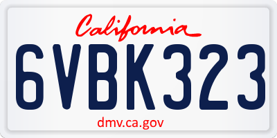 CA license plate 6VBK323