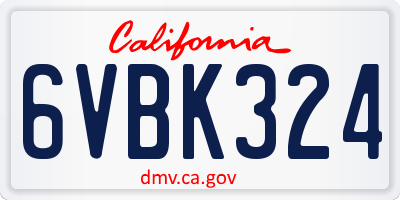 CA license plate 6VBK324