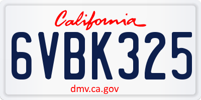 CA license plate 6VBK325