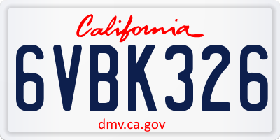 CA license plate 6VBK326