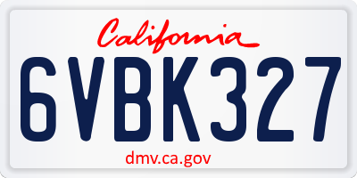 CA license plate 6VBK327