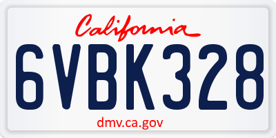 CA license plate 6VBK328