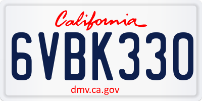 CA license plate 6VBK330
