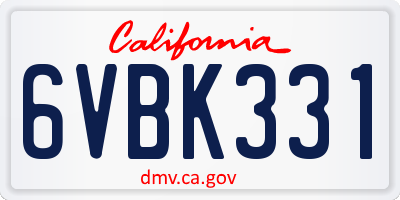 CA license plate 6VBK331