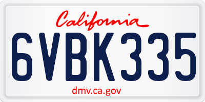 CA license plate 6VBK335