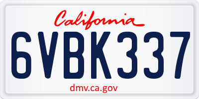 CA license plate 6VBK337