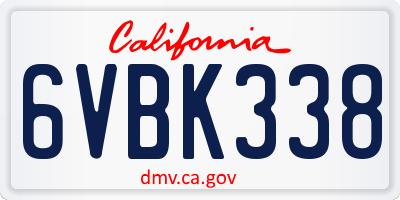 CA license plate 6VBK338