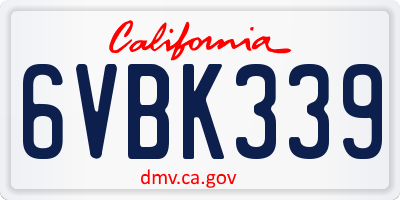 CA license plate 6VBK339