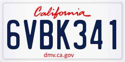 CA license plate 6VBK341