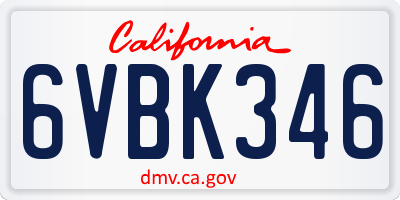 CA license plate 6VBK346