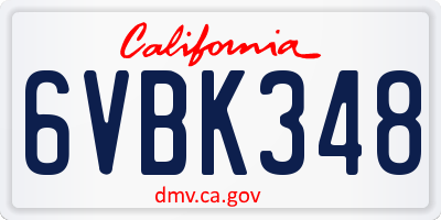 CA license plate 6VBK348
