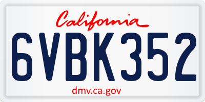 CA license plate 6VBK352