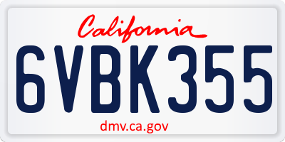 CA license plate 6VBK355