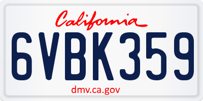 CA license plate 6VBK359