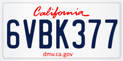 CA license plate 6VBK377