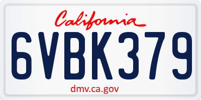 CA license plate 6VBK379