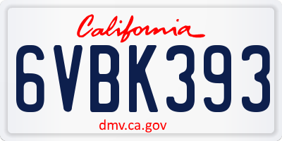 CA license plate 6VBK393