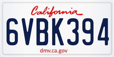 CA license plate 6VBK394