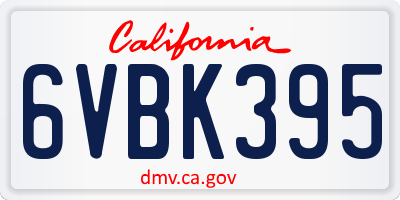 CA license plate 6VBK395