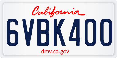 CA license plate 6VBK400