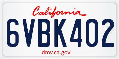 CA license plate 6VBK402