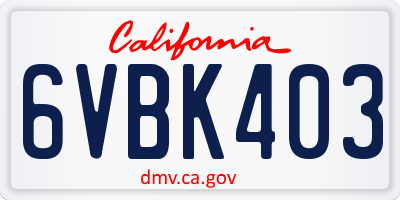 CA license plate 6VBK403
