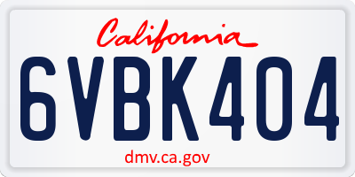 CA license plate 6VBK404