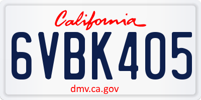 CA license plate 6VBK405