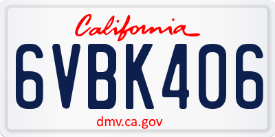 CA license plate 6VBK406