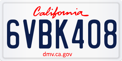 CA license plate 6VBK408