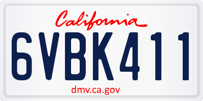 CA license plate 6VBK411