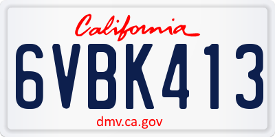 CA license plate 6VBK413