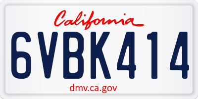 CA license plate 6VBK414