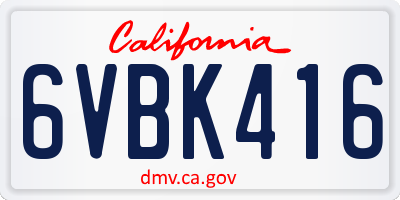 CA license plate 6VBK416