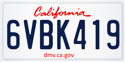 CA license plate 6VBK419