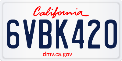 CA license plate 6VBK420