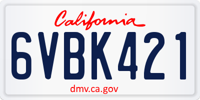 CA license plate 6VBK421