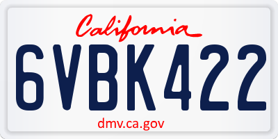 CA license plate 6VBK422