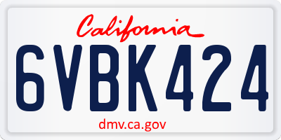 CA license plate 6VBK424