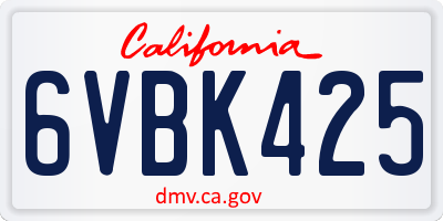 CA license plate 6VBK425