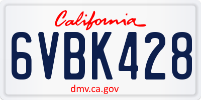 CA license plate 6VBK428