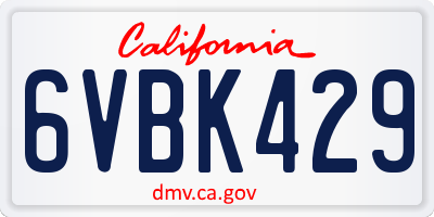 CA license plate 6VBK429