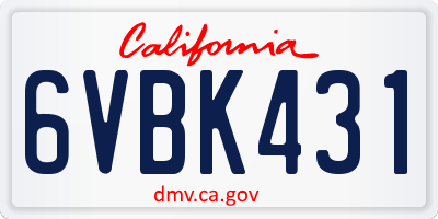 CA license plate 6VBK431