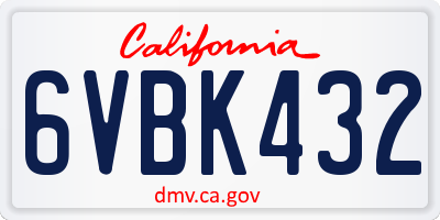 CA license plate 6VBK432