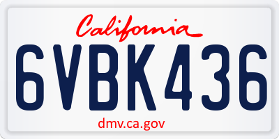 CA license plate 6VBK436