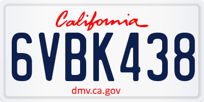 CA license plate 6VBK438