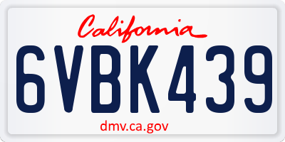CA license plate 6VBK439