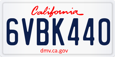 CA license plate 6VBK440
