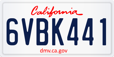CA license plate 6VBK441