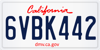 CA license plate 6VBK442